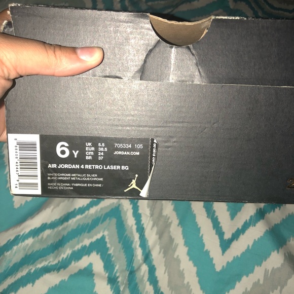 Size 6 Air Jordan 4 Retro Laser BG - Picture 2 of 2